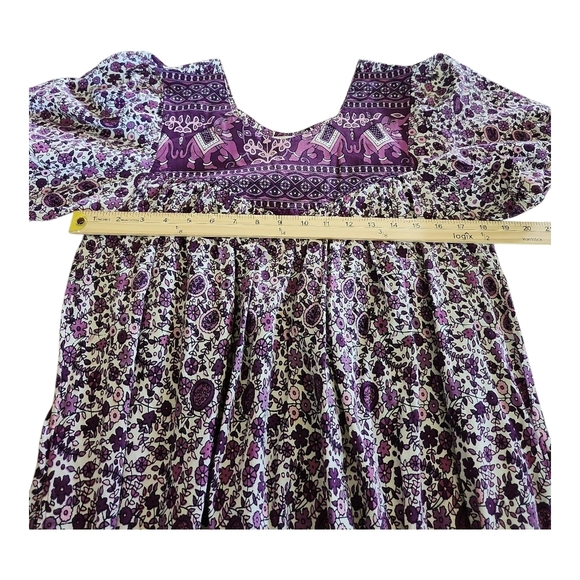 Daffodil 100% Cotton Boho Floral Lounge Dress Purple Size Medium - Picture 8 of 9